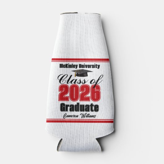 Personalized Red Class of 2026 Graduation Party ボトルクーラー (正面)