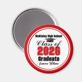 Personalized Red Class of 2026 Graduation Party マグネット (正面/裏面)