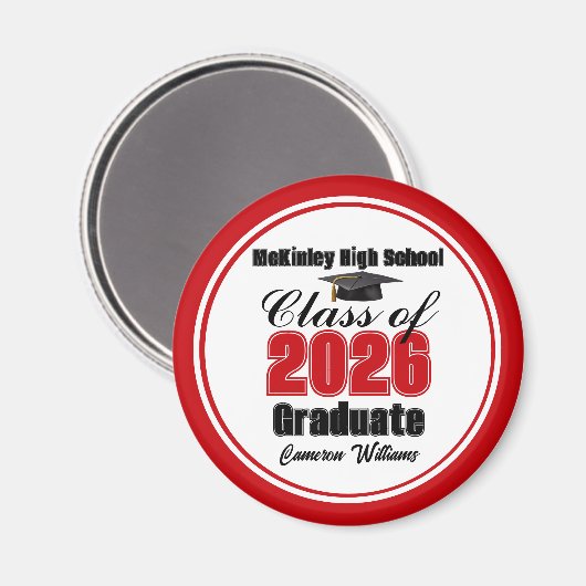 Personalized Red Class of 2026 Graduation Party マグネット (正面/裏面)