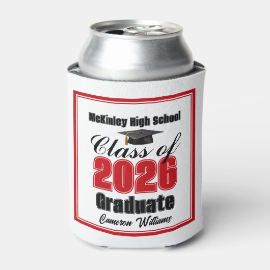 Personalized Red Class of 2026 Graduation Party 缶クーラー (缶正面)