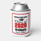 Personalized Red Class of 2026 Graduation Party 缶クーラー (缶裏面)