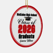 Personalized Red Class of 2026 Graduation Photo セラミックオーナメント (右)