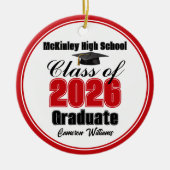 Personalized Red Class of 2026 Graduation Photo セラミックオーナメント (正面)