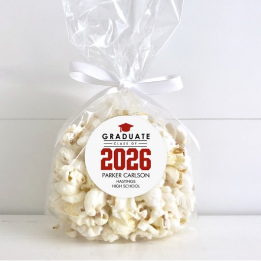 Personalized Red Class of 2026 Graduation Sticker ラウンドシール