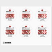Personalized Red Class of 2026 Graduation Sticker ラウンドシール (シート)