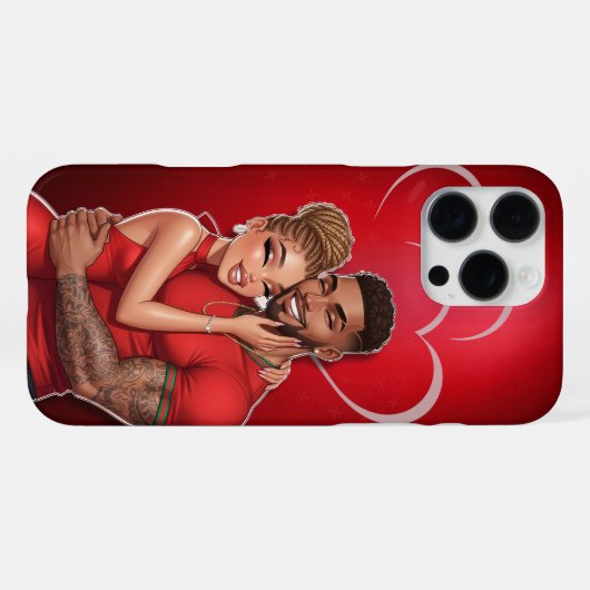 Personalized Red Glamour Couple Phone Case  iPhoneケース (裏面横)