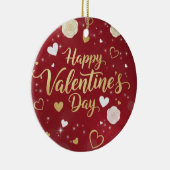 Personalized Red & Gold Romance Valentine's セラミックオーナメント (右)