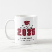 Personalized Red Graduation コーヒーマグカップ (左)