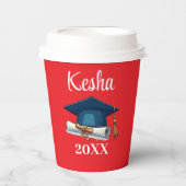 Personalized Red Graduation Party Paper Cups Class 紙コップ (正面)