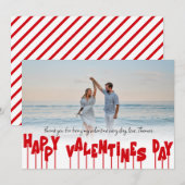 Personalized Red Happy Valentines Day One Photo シーズンカード (正面/裏面)