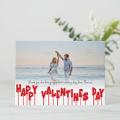 Personalized Red Happy Valentines Day One Photo シーズンカード (スタンド正面)