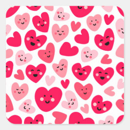 Personalized Red Heart Happy Valentine’s Day Lover スクエアシール