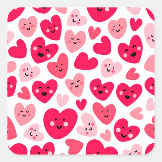 Personalized Red Heart Happy Valentine’s Day Lover スクエアシール (正面)