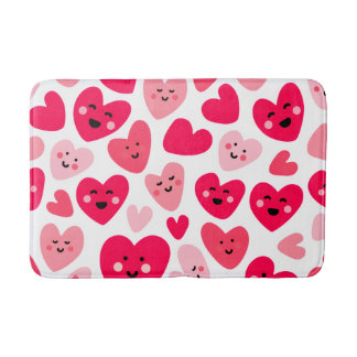 Personalized Red Heart Happy Valentine’s Day Lover バスマット