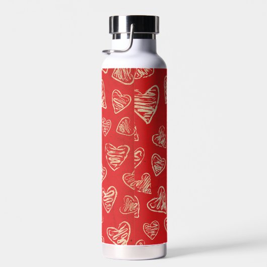 Personalized Red Heart Pattern ウォーターボトル (右面)