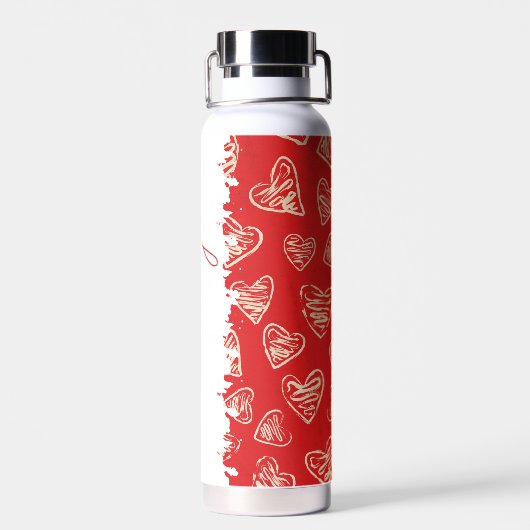 Personalized Red Heart Pattern  ウォーターボトル (背面)