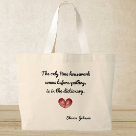 Personalized Red Heart Quilling Quote, Jumbo Tote ラージトートバッグ