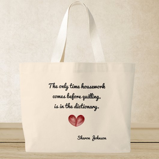 Personalized Red Heart Quilling Quote, Jumbo Tote ラージトートバッグ