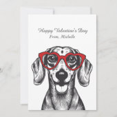 Personalized Red Hearts Dachshund Valentine's Day  シーズンカード (正面)