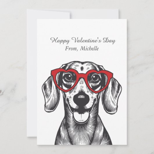 Personalized Red Hearts Dachshund Valentine's Day  シーズンカード (正面)