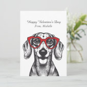 Personalized Red Hearts Dachshund Valentine's Day  シーズンカード (スタンド正面)