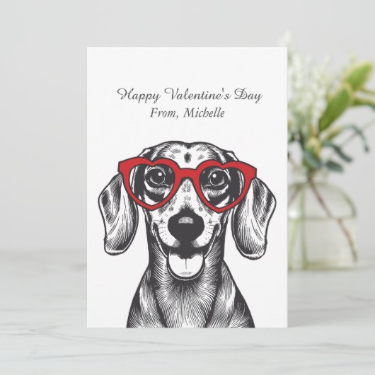 Personalized Red Hearts Dachshund Valentine's Day  シーズンカード (スタンド正面)