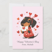 Personalized Red Hearts Dachshund Valentine's Day  シーズンカード (正面)