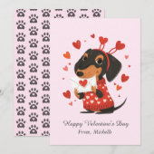 Personalized Red Hearts Dachshund Valentine's Day  シーズンカード (正面/裏面)