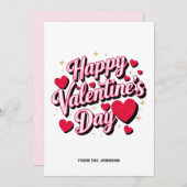 Personalized Red Hearts Happy Valentine's Day シーズンカード (正面/裏面)