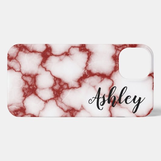 Personalized red marbled - iPhoneケース (裏面横)