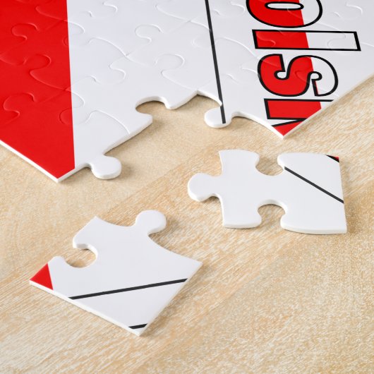 Personalized Red Name Polska Flag Tiled ジグソーパズル (側面)