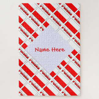 Personalized Red Name Polska Flag Tiled ジグソーパズル