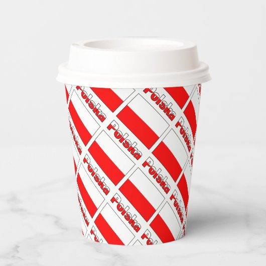 Personalized Red Name Polska Flag Tiled Party 紙コップ (裏面)