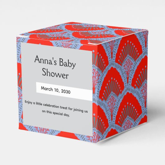 Personalized Red Peacock Feather Favor Box フェイバーボックス (正面サイド)