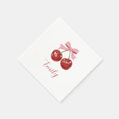  Personalized Red Pink Name スタンダードカクテルナプキン (角)