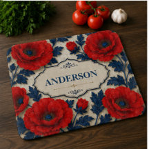 Personalized Red Poppy Custom Floral Kitchen 