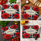 Personalized Red Poppy Custom Floral Kitchen カッティングボード