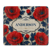 Personalized Red Poppy Custom Floral Kitchen カッティングボード (正面)