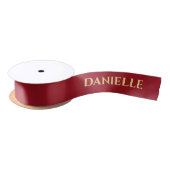Personalized Red Ribbon with Gold Name Text サテンリボン (リール)