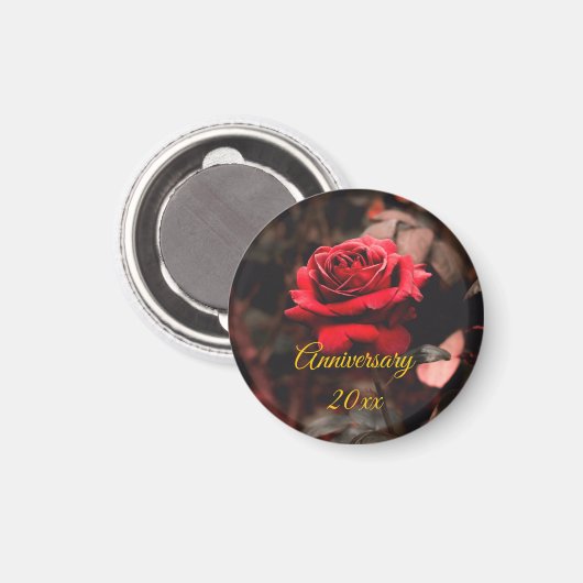 Personalized Red Rose Bloom Unique Keepsake Gift マグネット (正面/裏面)