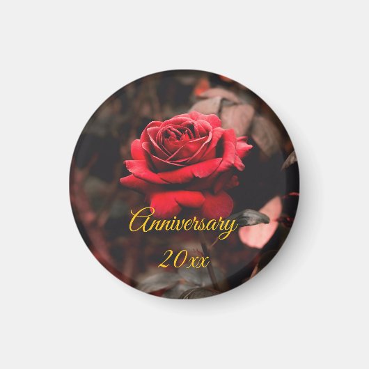 Personalized Red Rose Bloom Unique Keepsake Gift マグネット (正面)