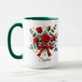 Personalized Red Rose Name Mug Elegant Gift マグカップ (左)