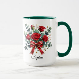 Personalized Red Rose Name Mug Elegant Gift マグカップ