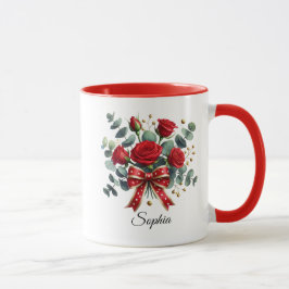 Personalized Red Rose Name Mug Gift マグカップ