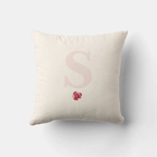Personalized Red Rose Throw Pillow Elegant クッション (裏面)