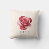 Personalized Red Rose Throw Pillow Elegant クッション (正面)