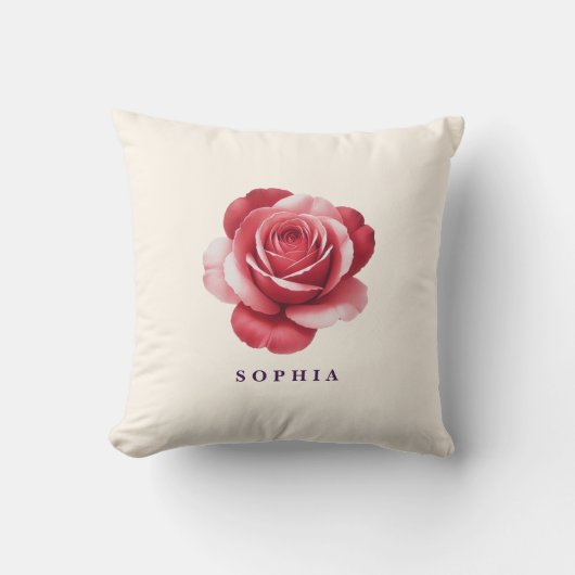 Personalized Red Rose Throw Pillow Elegant クッション (正面)