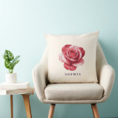 Personalized Red Rose Throw Pillow Elegant クッション (椅子)