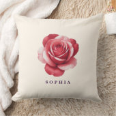 Personalized Red Rose Throw Pillow Elegant クッション (ブランケット)