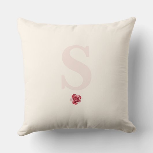 Personalized Red Rose Throw Pillow Elegant クッション (裏面)